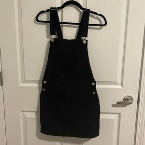 Black corduroy overall dress